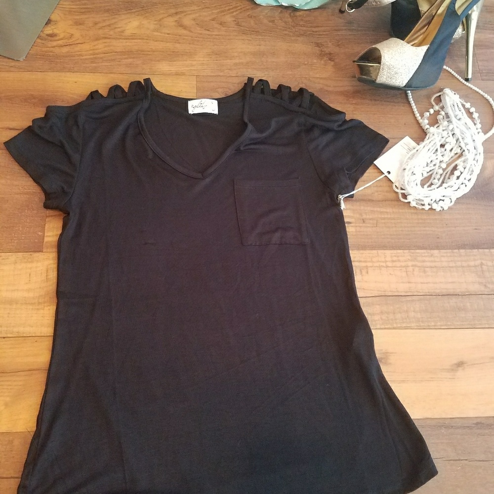 "Cold or Crossed?" open shoulder Top